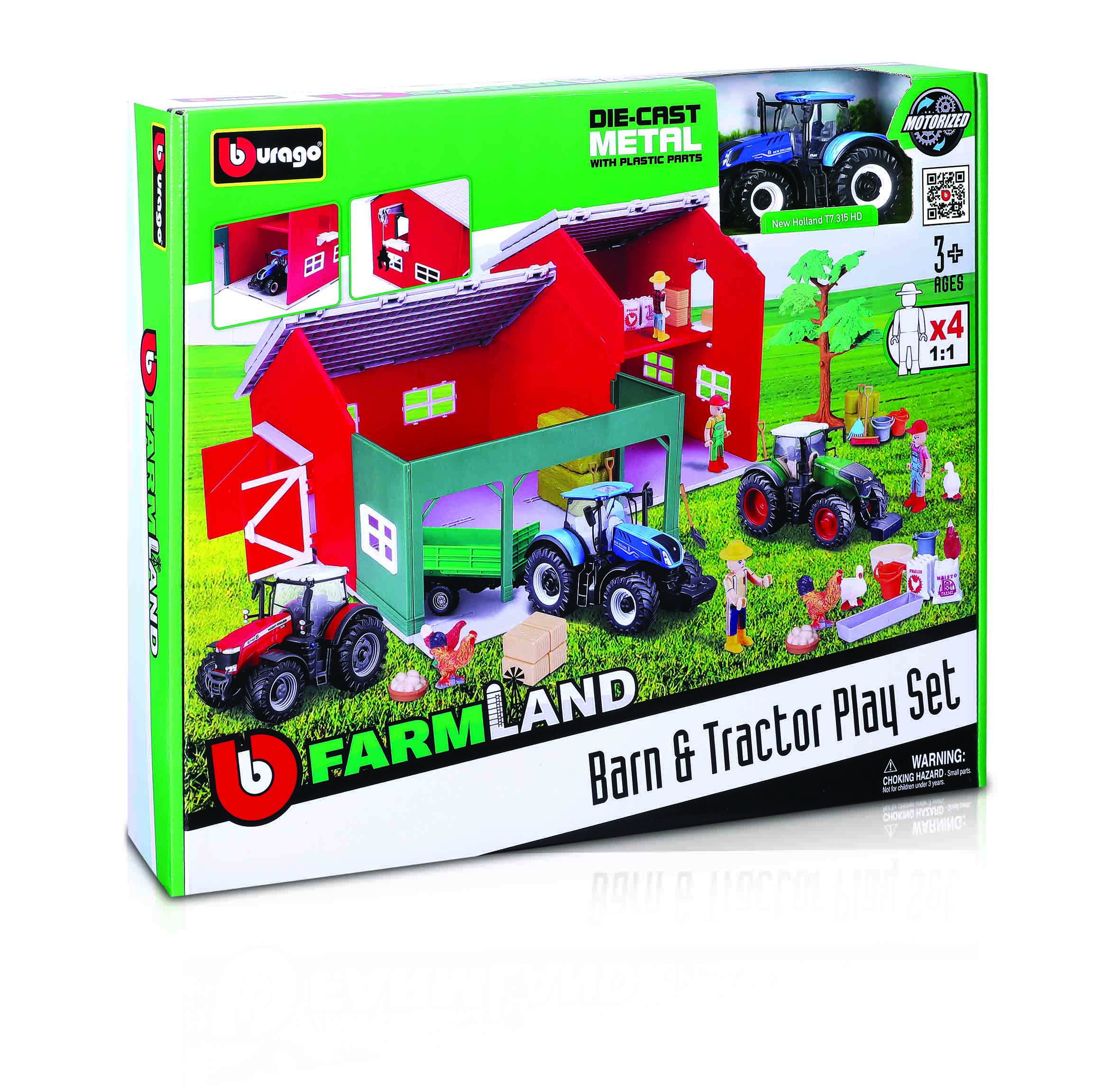 Farmland 10CM Barn & Tractor Set
